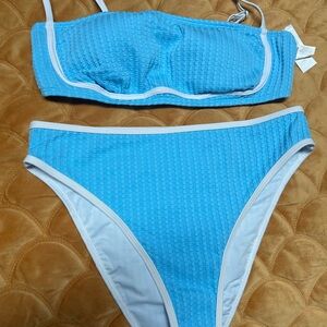 Cupshe Sky Blue Textured Bikini Set